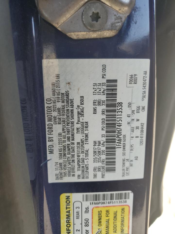 2015 Ford Fusion Se VIN: 1FA6P0H74F5113538 Lot: 80352005