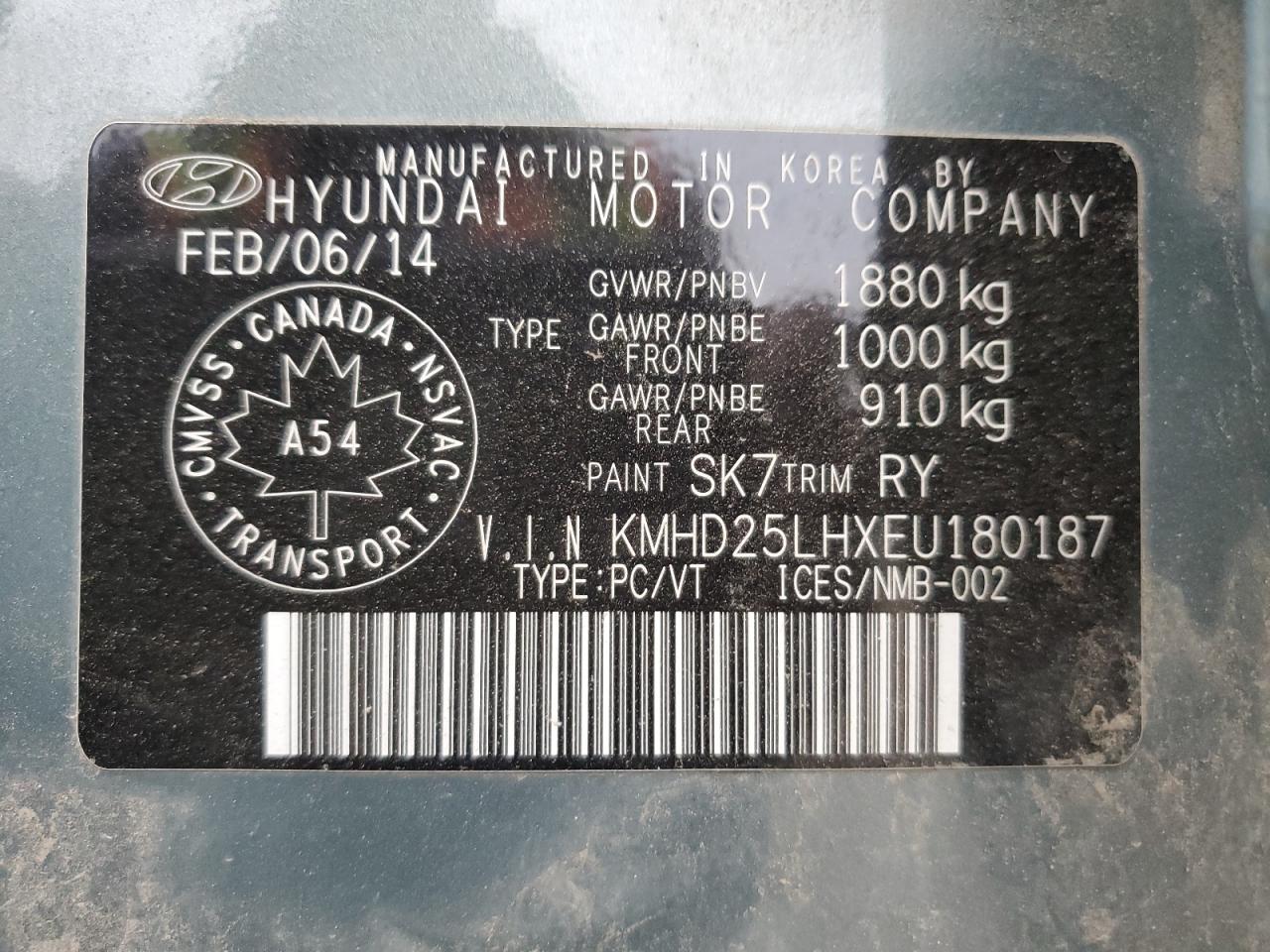 2014 Hyundai Elantra Gt VIN: KMHD25LHXEU180187 Lot: 71740775