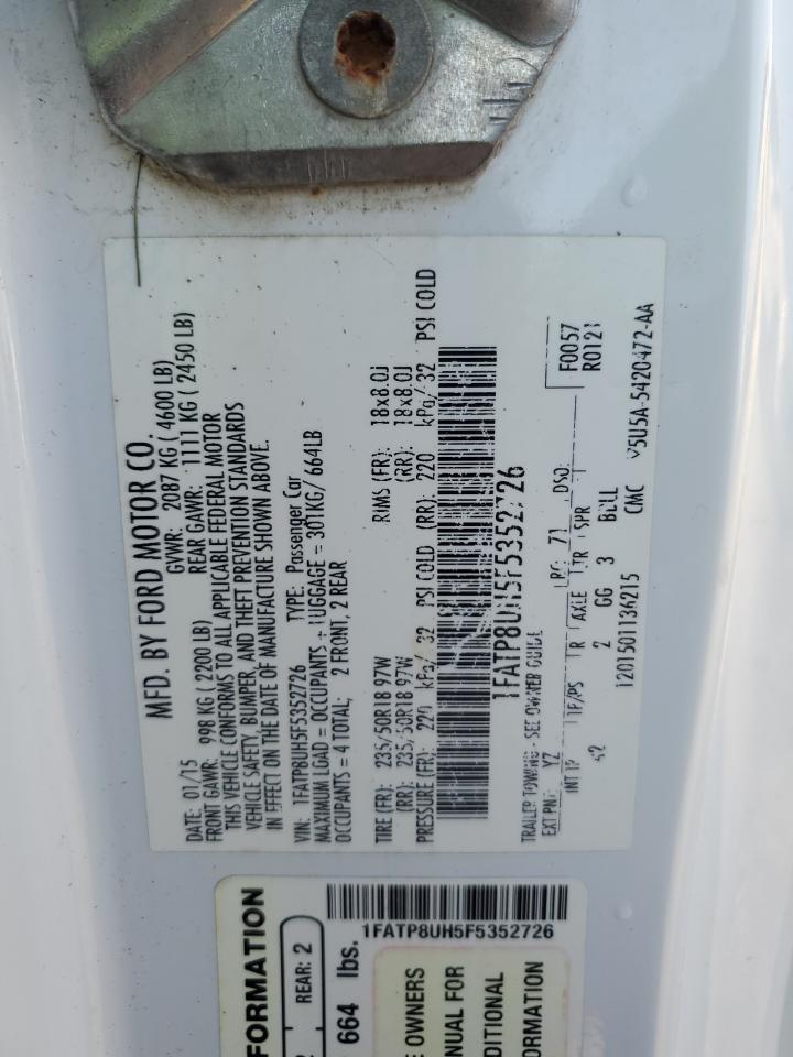 2015 Ford Mustang VIN: 1FATP8UH5F5352726 Lot: 81576805