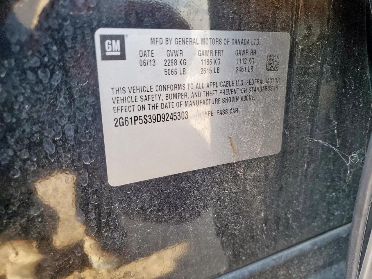 2013 Cadillac Xts Luxury Collection VIN: 2G61P5S39D9245303 Lot: 80918305