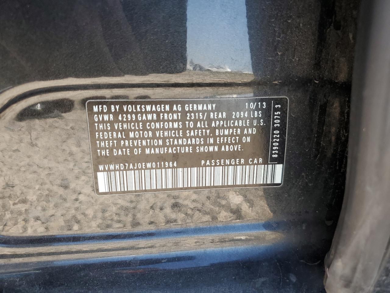 2014 Volkswagen Gti VIN: WVWHD7AJ0EW011964 Lot: 70784475