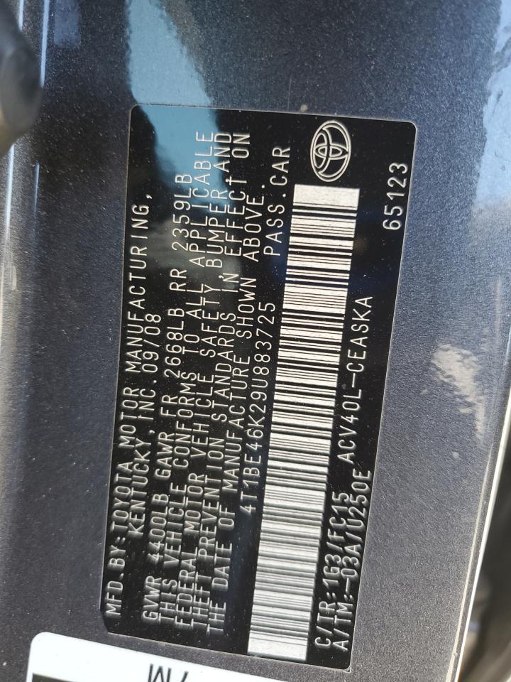 2009 Toyota Camry Base VIN: 4T1BE46K29U883725 Lot: 71891625