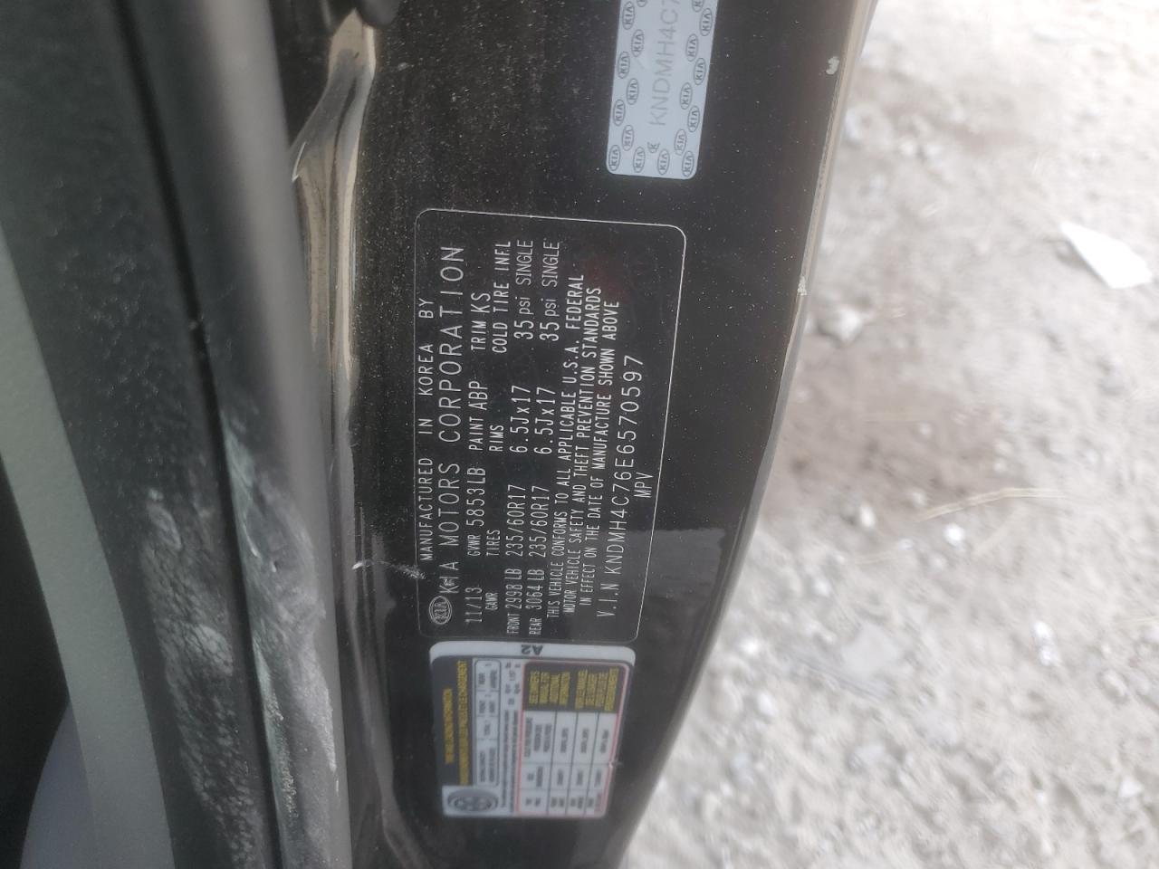 2014 Kia Sedona Ex VIN: KNDMH4C76E6570597 Lot: 81217105