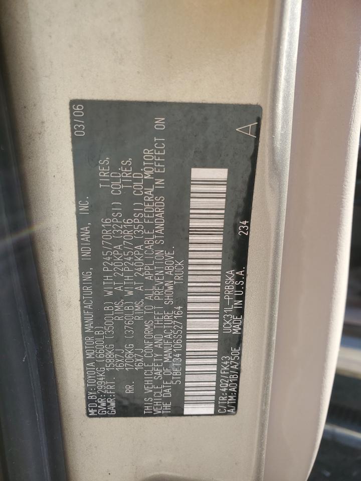 2006 Toyota Tundra Double Cab Sr5 VIN: 5TBET34106S527164 Lot: 81339525