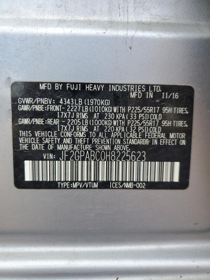 2017 Subaru Crosstrek Premium VIN: JF2GPABC0H8225623 Lot: 80000895