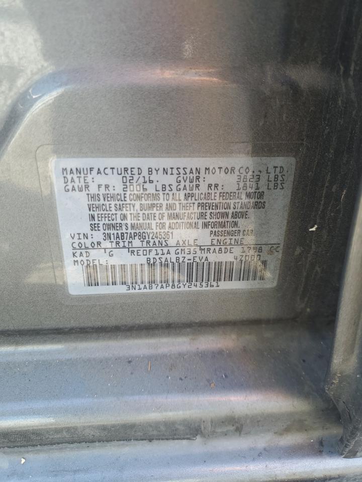 2016 Nissan Sentra S VIN: 3N1AB7AP8GY245361 Lot: 81816095