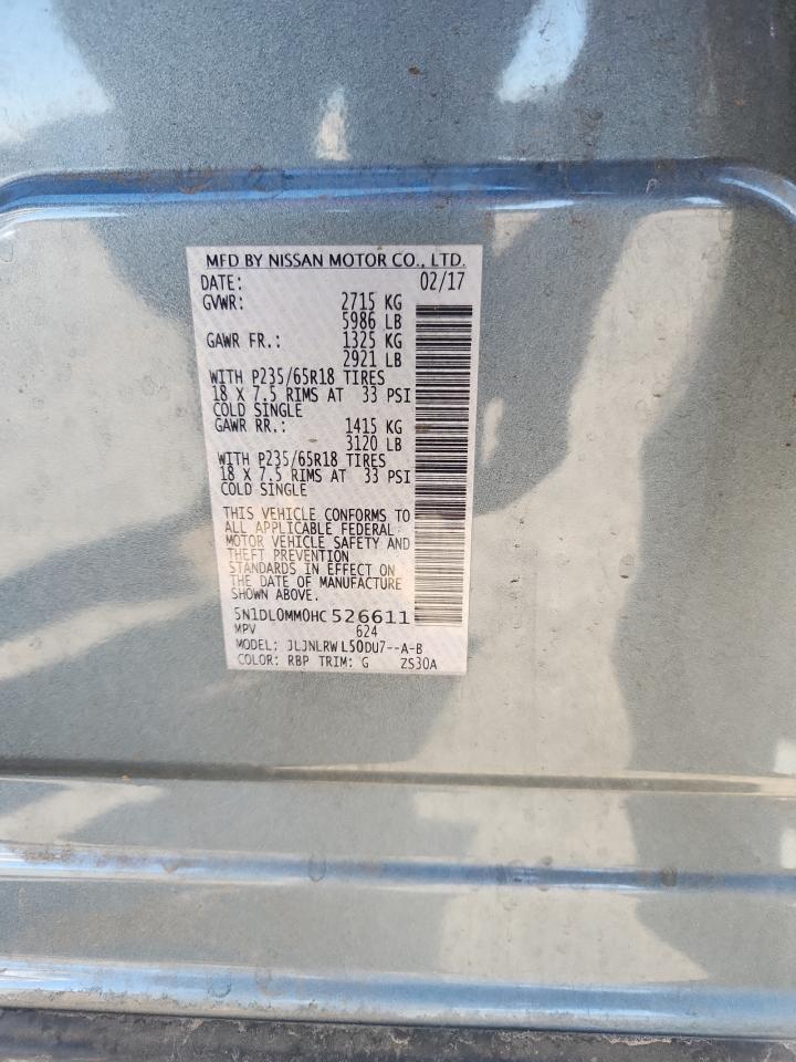 2017 Infiniti Qx60 VIN: 5N1DL0MM0HC526611 Lot: 84831965