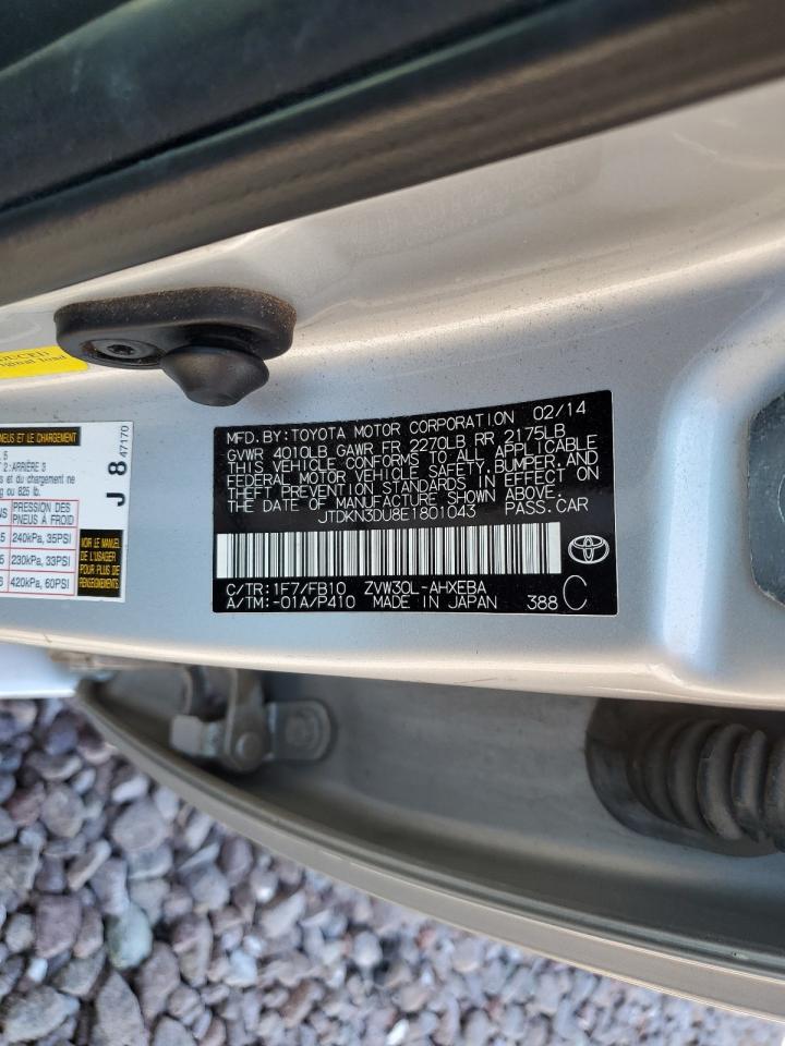 2014 Toyota Prius VIN: JTDKN3DU8E1801043 Lot: 72026825