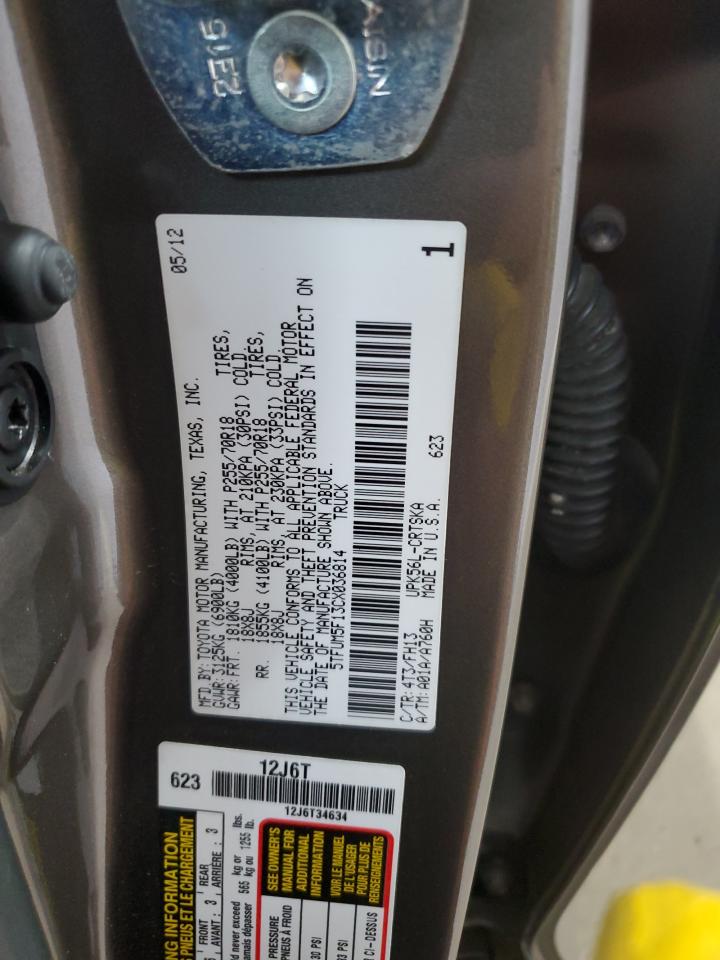 2012 Toyota Tundra Double Cab Sr5 VIN: 5TFUM5F13CX036814 Lot: 84456165