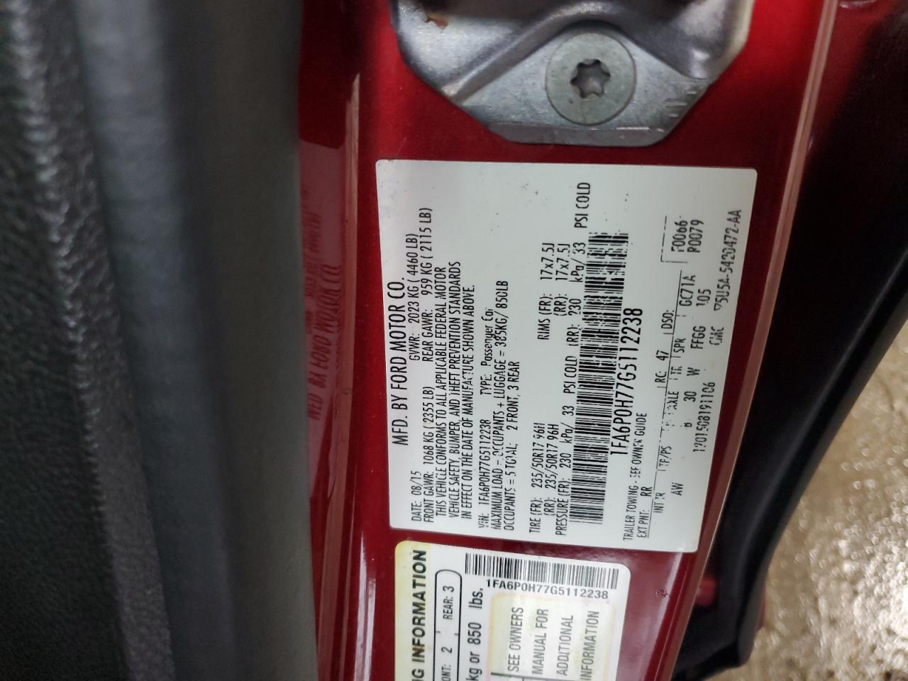 2016 Ford Fusion Se VIN: 1FA6P0H77G5112238 Lot: 83829525