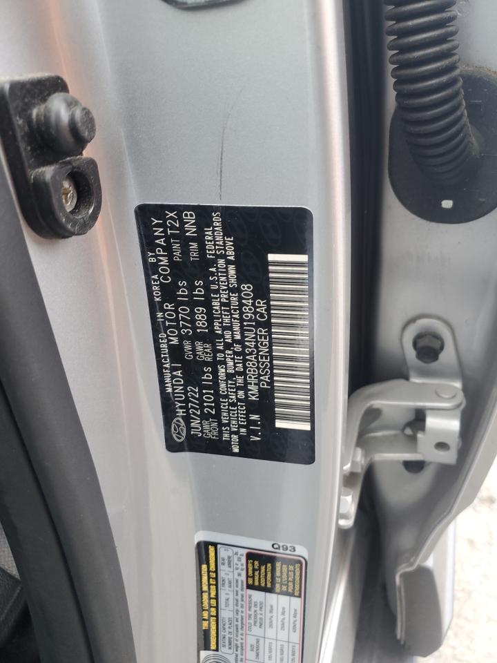 2022 Hyundai Venue Se VIN: KMHRB8A34NU198408 Lot: 71577755