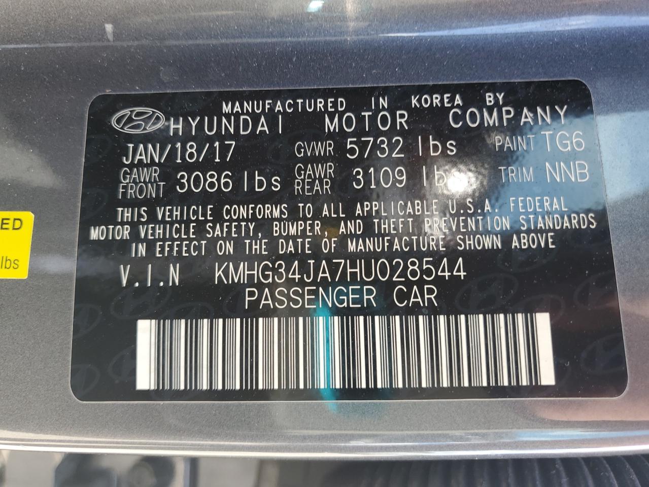 2017 Genesis G90 Premium VIN: KMHG34JA7HU028544 Lot: 71427065