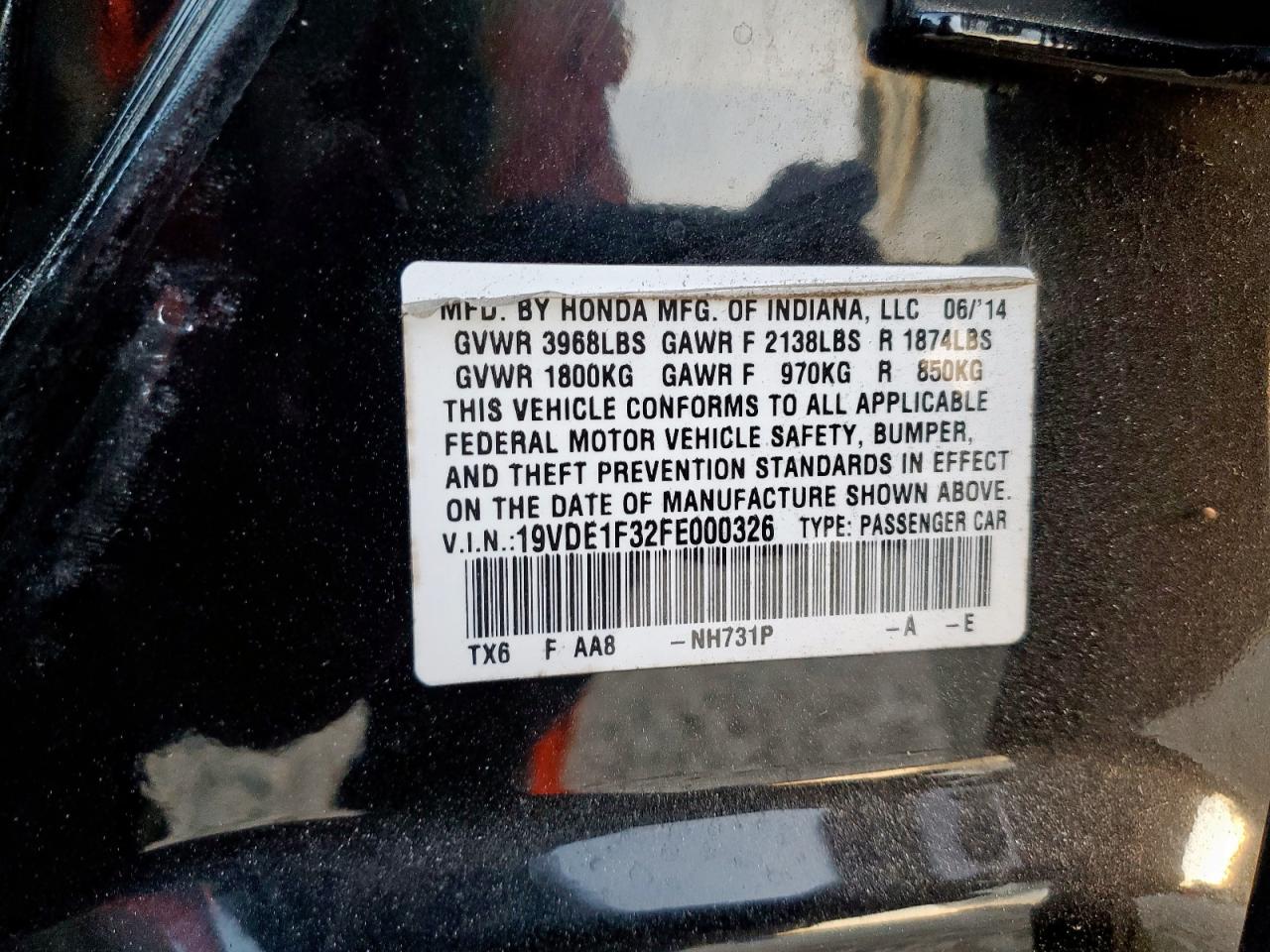 2015 Acura Ilx 20 VIN: 19VDE1F32FE000326 Lot: 84052945