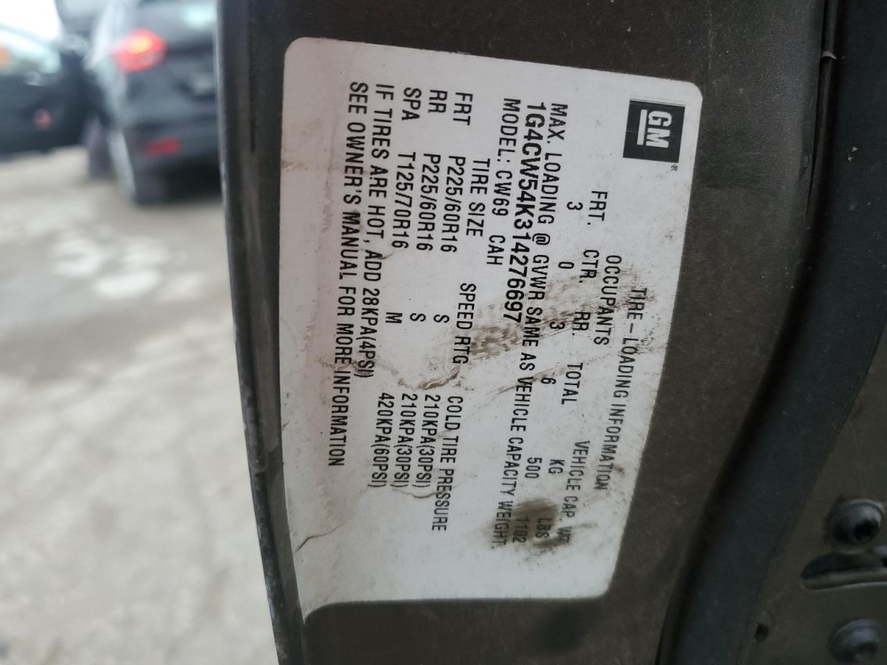 2001 Buick Park Avenue VIN: 1G4CW54K314276697 Lot: 71205045