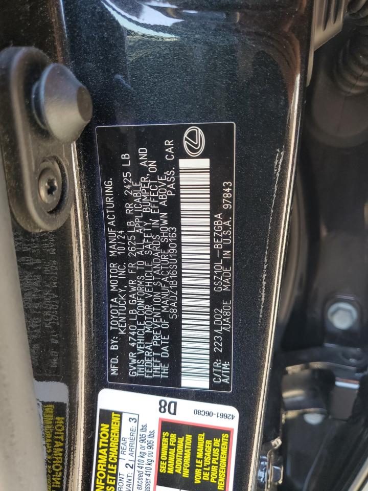 2025 Lexus Es 350 Base VIN: 58ADZ1B16SU190163 Lot: 81561445