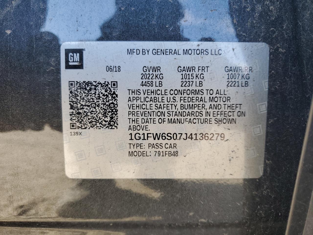 2018 Chevrolet Bolt Ev Lt VIN: 1G1FW6S07J4136279 Lot: 81109215