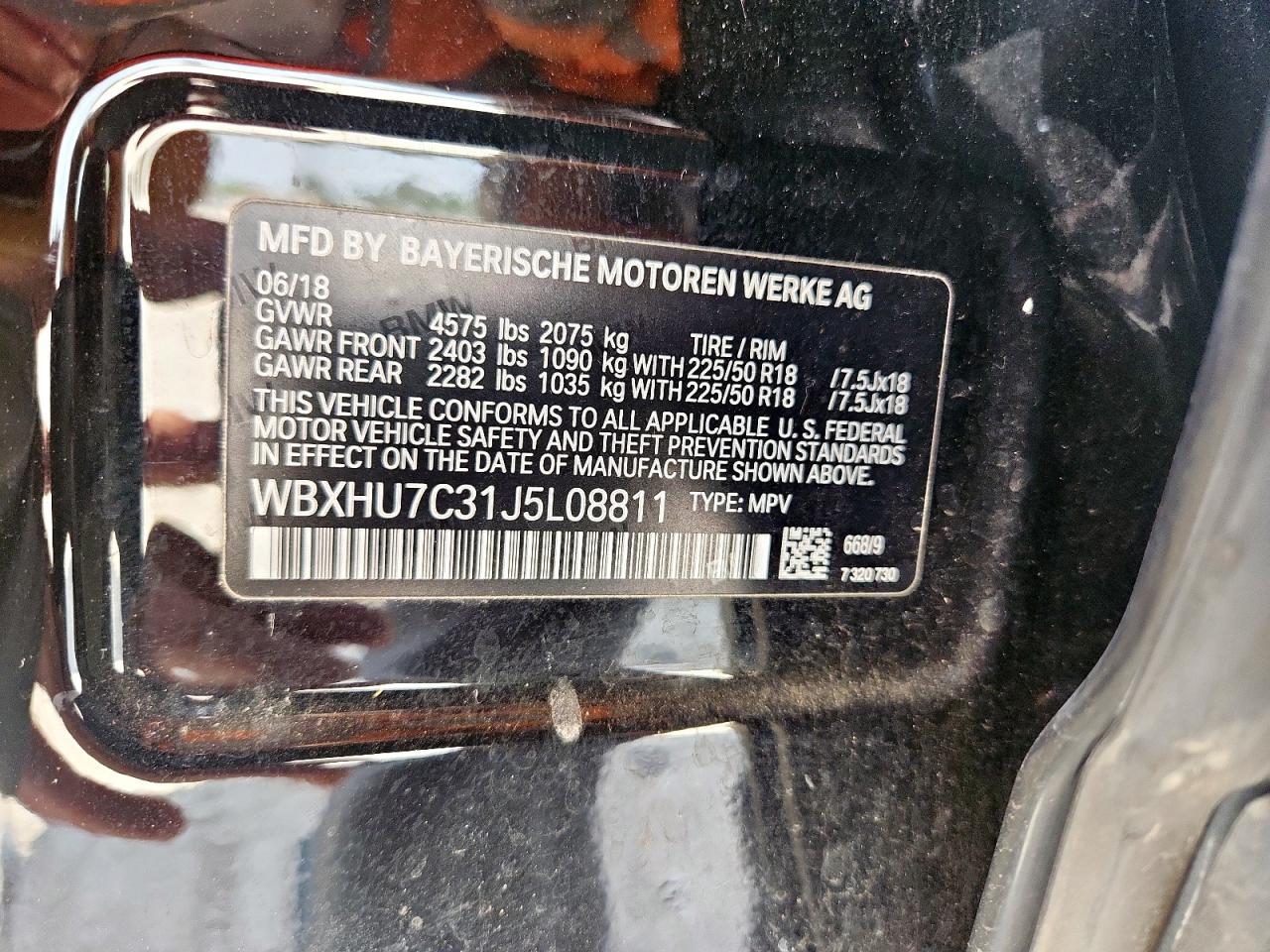2018 BMW X1 Sdrive28I VIN: WBXHU7C31J5L08811 Lot: 81326335
