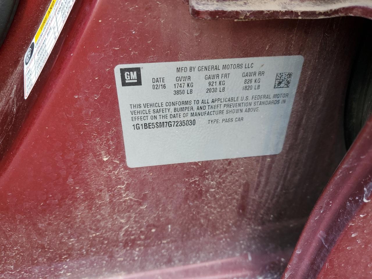 2016 Chevrolet Cruze Lt VIN: 1G1BE5SM7G7235030 Lot: 84298115