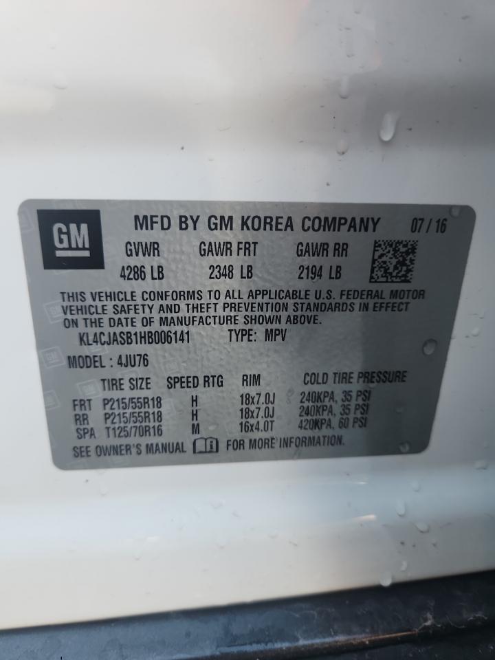 2017 Buick Encore Preferred VIN: KL4CJASB1HB006141 Lot: 71420485