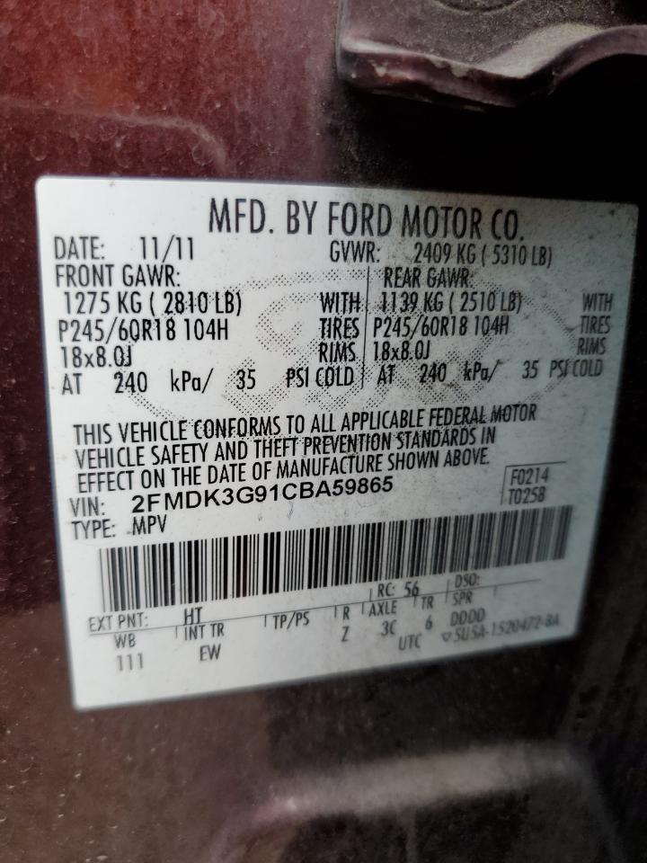 2012 Ford Edge Se VIN: 2FMDK3G91CBA59865 Lot: 71412805