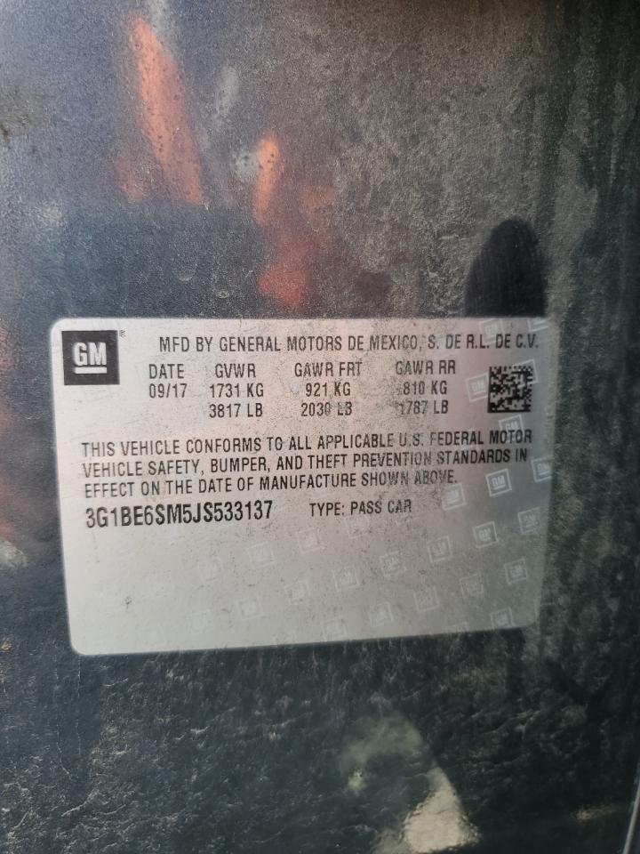 2018 Chevrolet Cruze Lt VIN: 3G1BE6SM5JS533137 Lot: 80696185