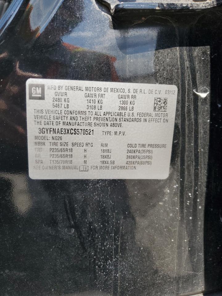 2012 Cadillac Srx Luxury Collection VIN: 3GYFNAE3XCS570521 Lot: 71465195