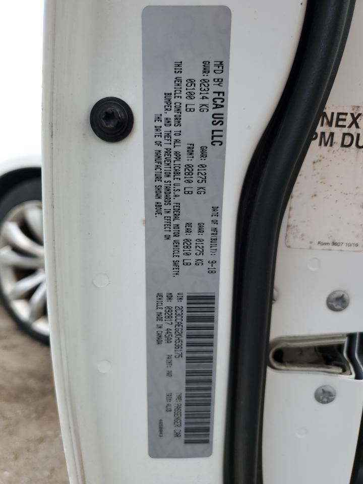 2019 Chrysler 300 Limited VIN: 2C3CCAEG2KH536175 Lot: 70902105