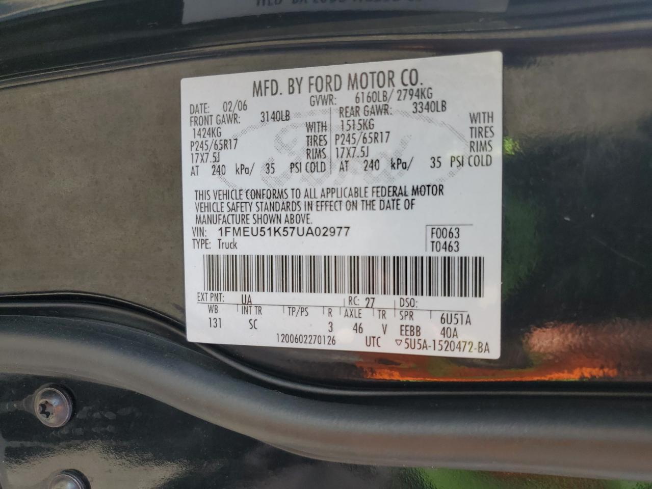 2007 Ford Explorer Sport Trac Xlt VIN: 1FMEU51K57UA02977 Lot: 71433075