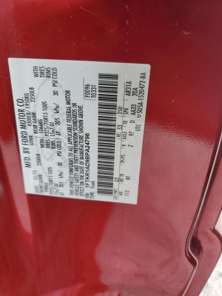 2011 Ford Ranger VIN: 1FTKR1AD9BPA24796 Lot: 83854185