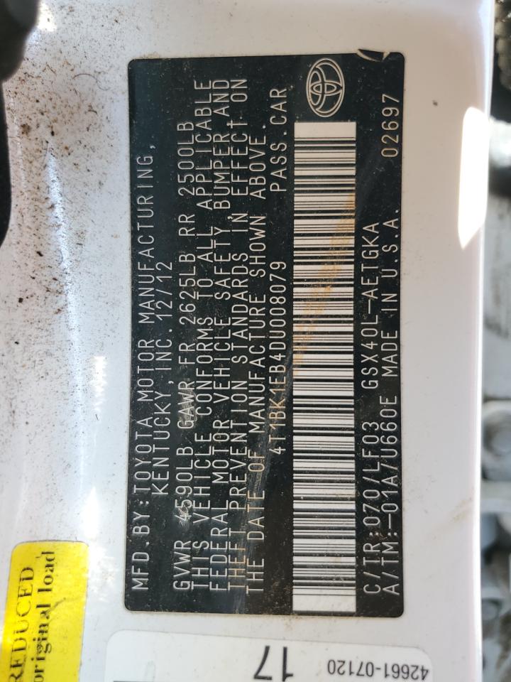 2013 Toyota Avalon Base VIN: 4T1BK1EB4DU008079 Lot: 71269915