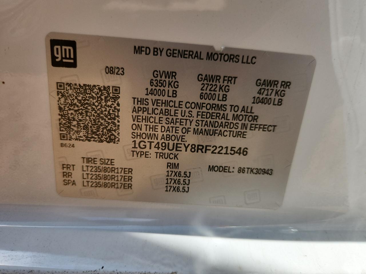 2024 GMC Sierra K3500 Slt VIN: 1GT49UEY8RF221546 Lot: 71649875