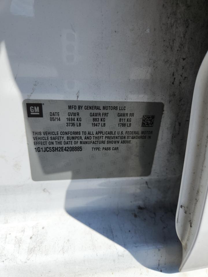 2014 Chevrolet Sonic Lt VIN: 1G1JC5SH2E4208885 Lot: 84543525