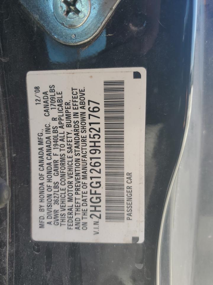 2009 Honda Civic Lx VIN: 2HGFG12619H521767 Lot: 71197335