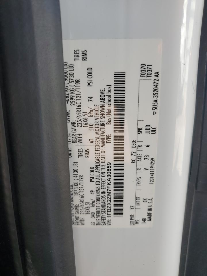 2015 Ford Transit T-350 VIN: 1FBZX2ZM7FKA30859 Lot: 83979645