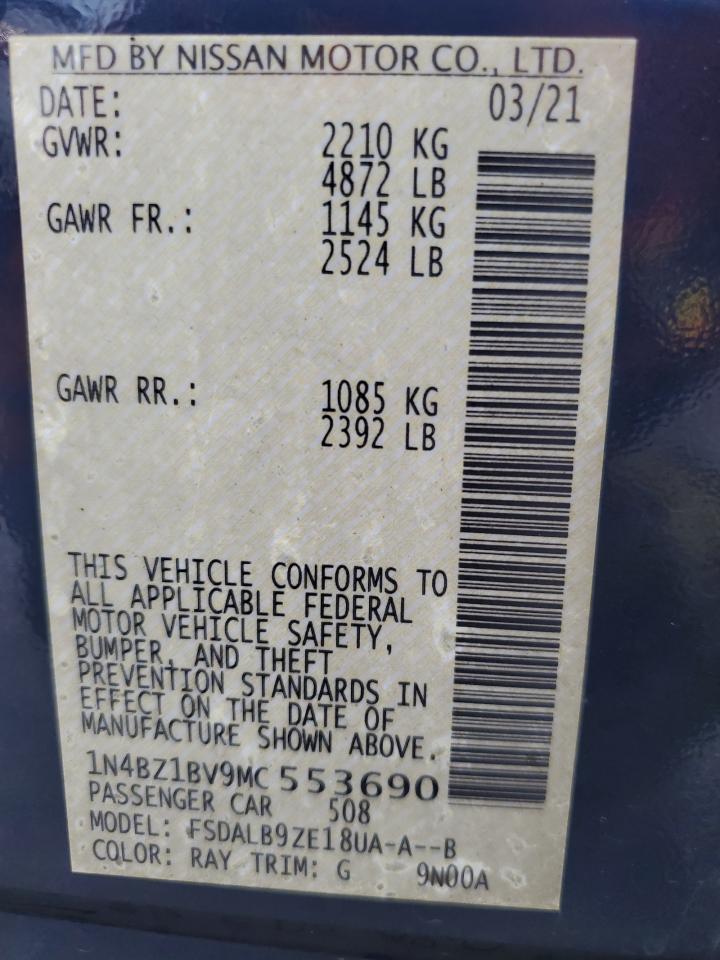 2021 Nissan Leaf S Plus VIN: 1N4BZ1BV9MC553690 Lot: 82067995