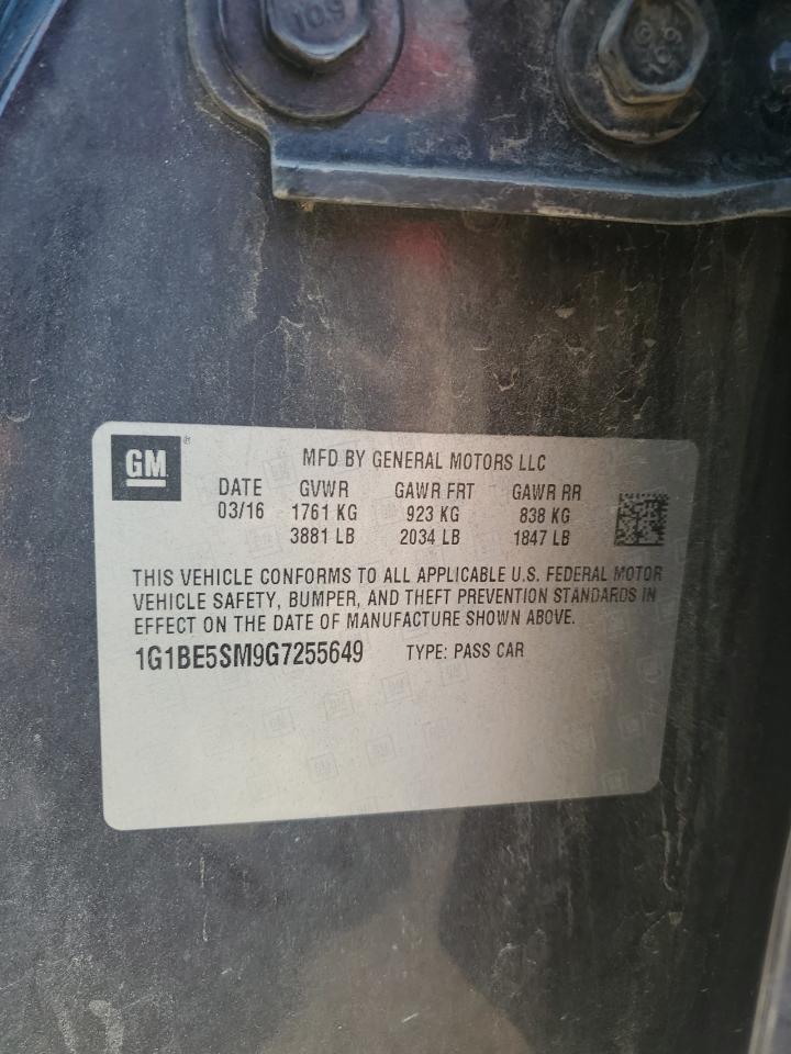 2016 Chevrolet Cruze Lt VIN: 1G1BE5SM9G7255649 Lot: 81564805