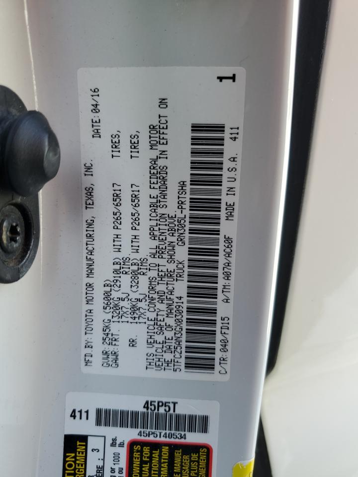 2016 Toyota Tacoma Double Cab VIN: 5TFCZ5AN3GX030914 Lot: 69835665