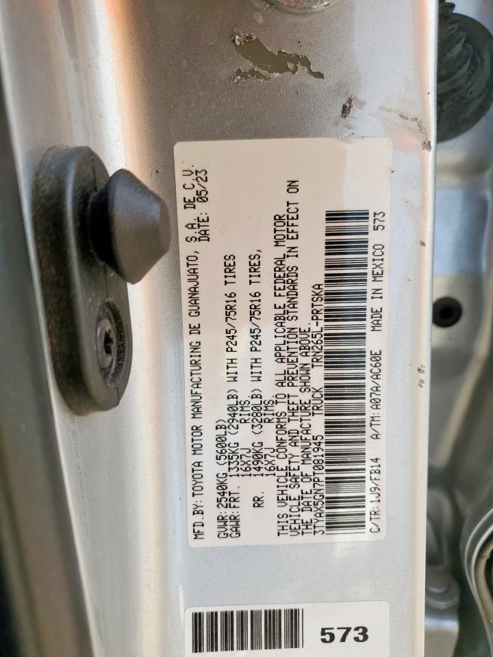 2023 Toyota Tacoma Double Cab VIN: 3TYAX5GN7PT081945 Lot: 84749075