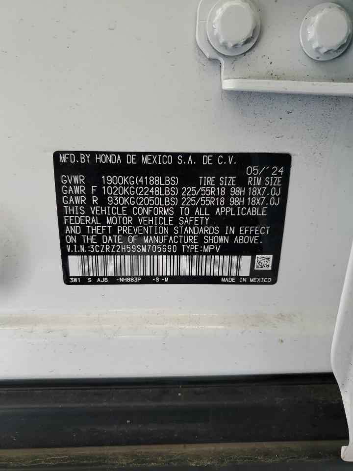 2025 Honda Hr-V Sport VIN: 3CZRZ2H59SM705690 Lot: 80030775