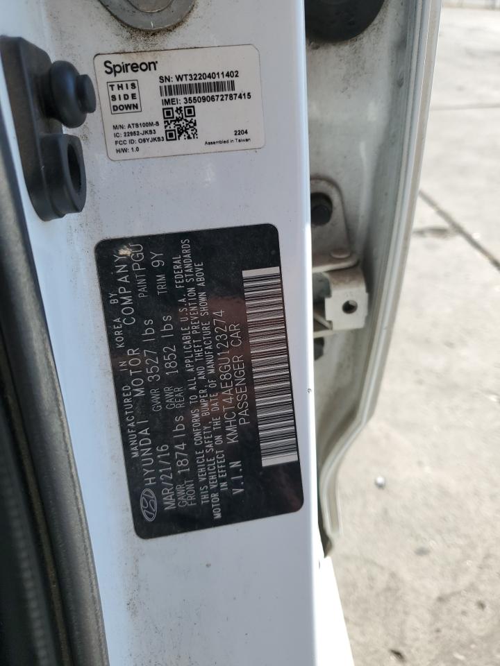 2016 Hyundai Accent Se VIN: KMHCT4AE8GU123274 Lot: 81847285