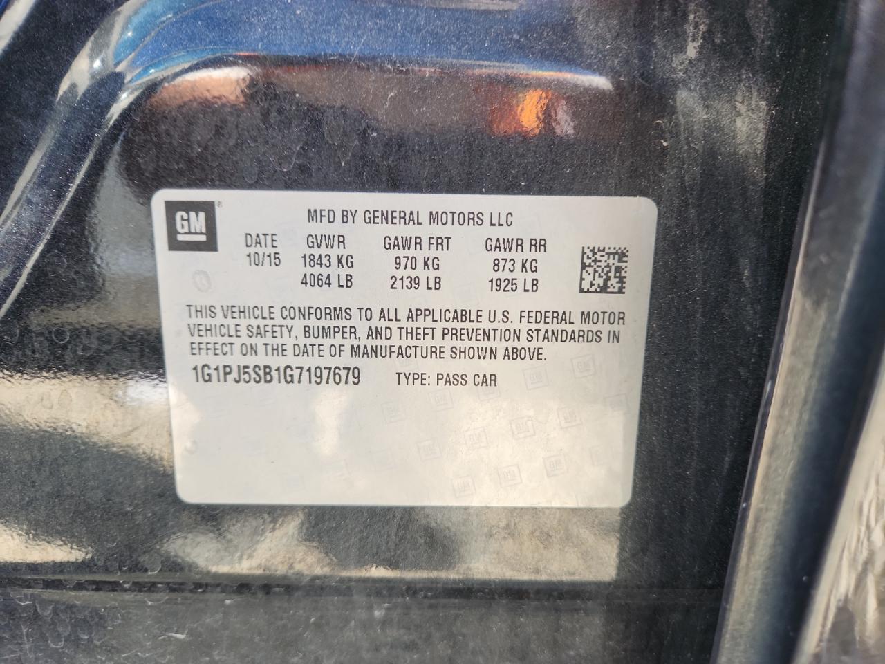 2016 Chevrolet Cruze Limited Eco VIN: 1G1PJ5SB1G7197679 Lot: 71274815