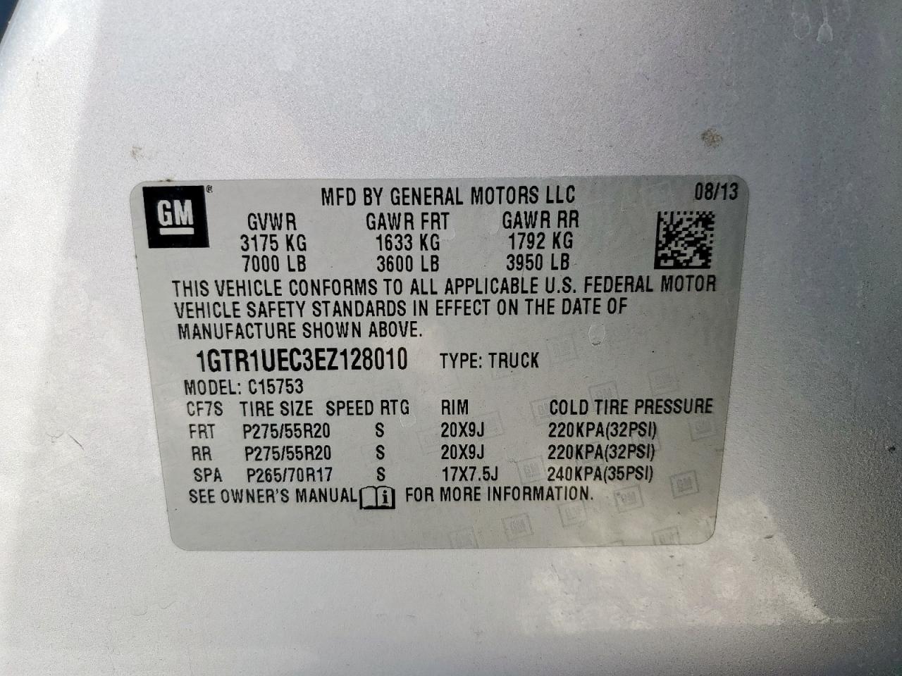 2014 GMC Sierra C1500 Sle VIN: 1GTR1UEC3EZ128010 Lot: 69999625