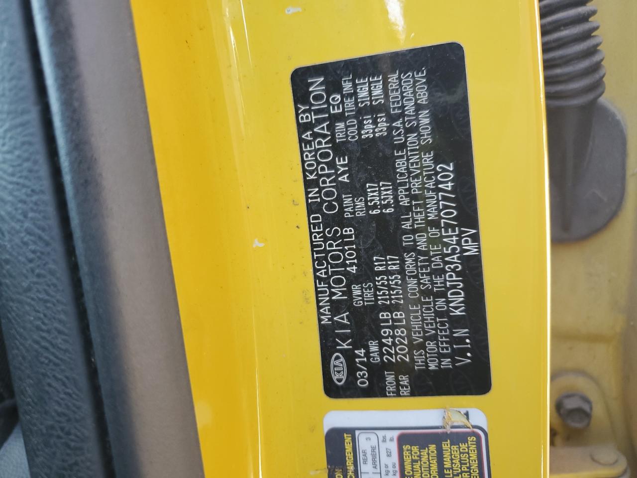 2014 Kia Soul + VIN: KNDJP3A54E7077402 Lot: 81778975