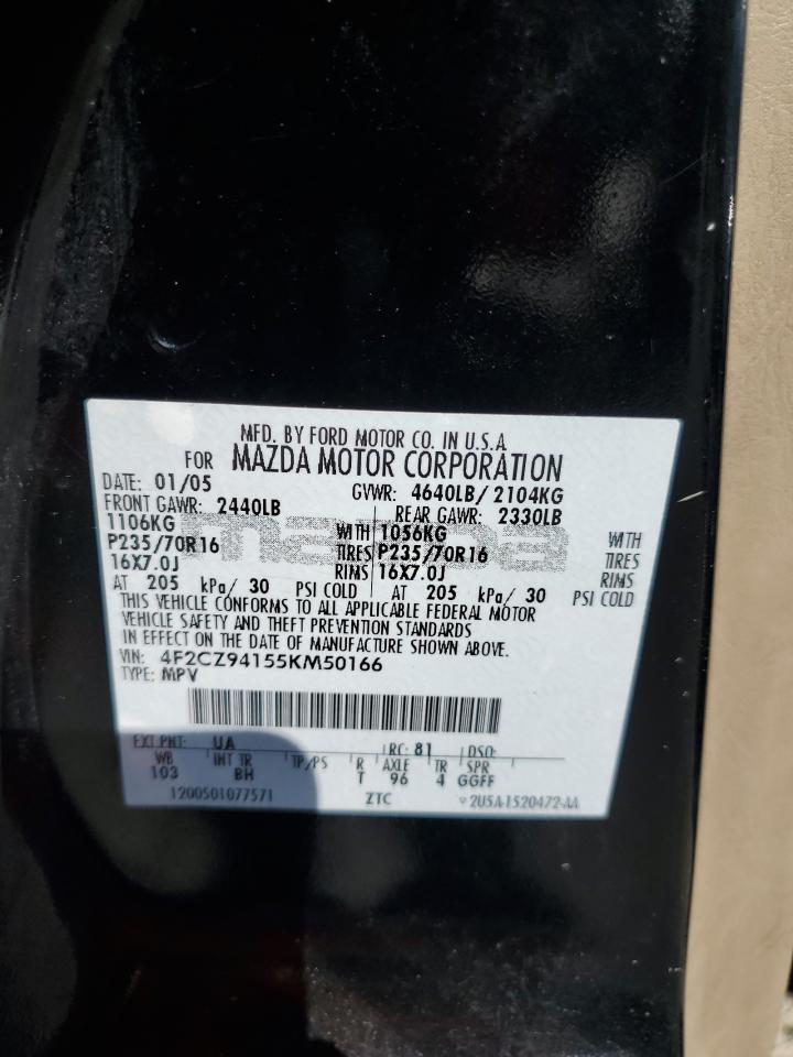 2005 Mazda Tribute S VIN: 4F2CZ94155KM50166 Lot: 84463955