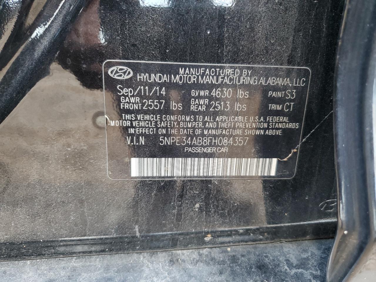 2015 Hyundai Sonata Sport VIN: 5NPE34AB8FH084357 Lot: 81875325