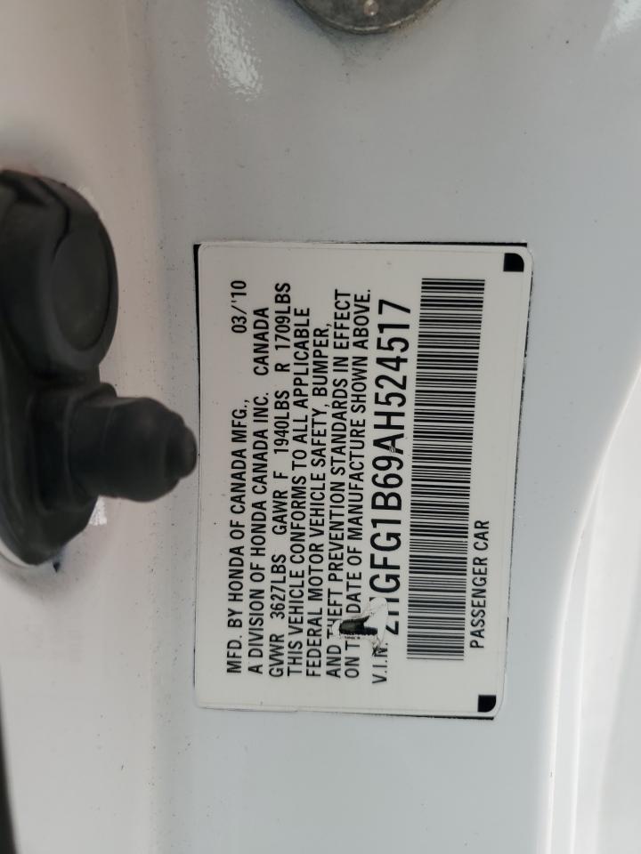 2010 Honda Civic Lx VIN: 2HGFG1B69AH524517 Lot: 80566745