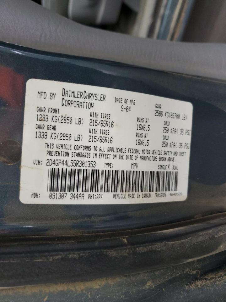2005 Dodge Grand Caravan Sxt VIN: 2D4GP44L55R301353 Lot: 84602885