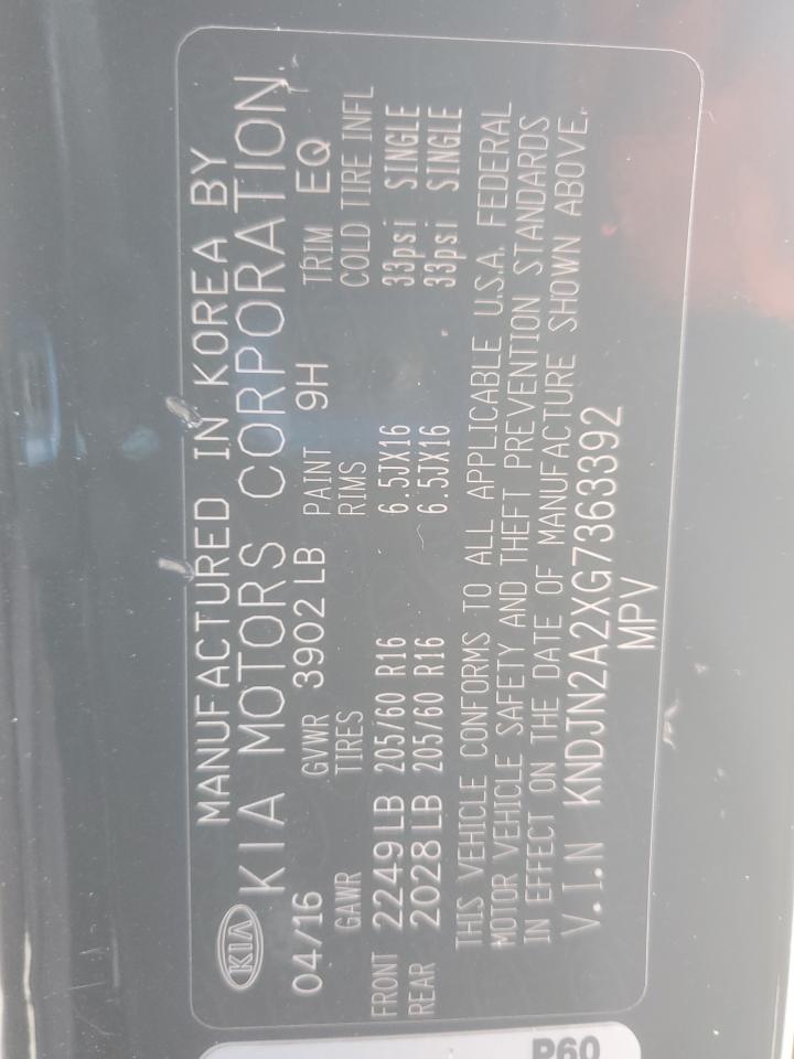 2016 Kia Soul VIN: KNDJN2A2XG7363392 Lot: 83854315