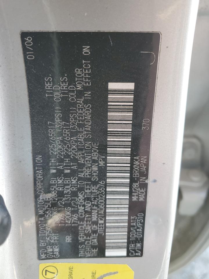 2006 Toyota Highlander Hybrid VIN: JTEEW21A060023676 Lot: 81278365