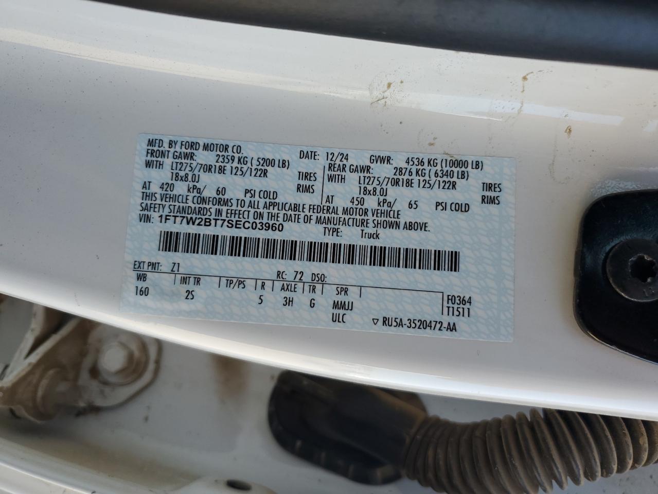 2025 Ford F250 Super Duty VIN: 1FT7W2BT7SEC03960 Lot: 81494975